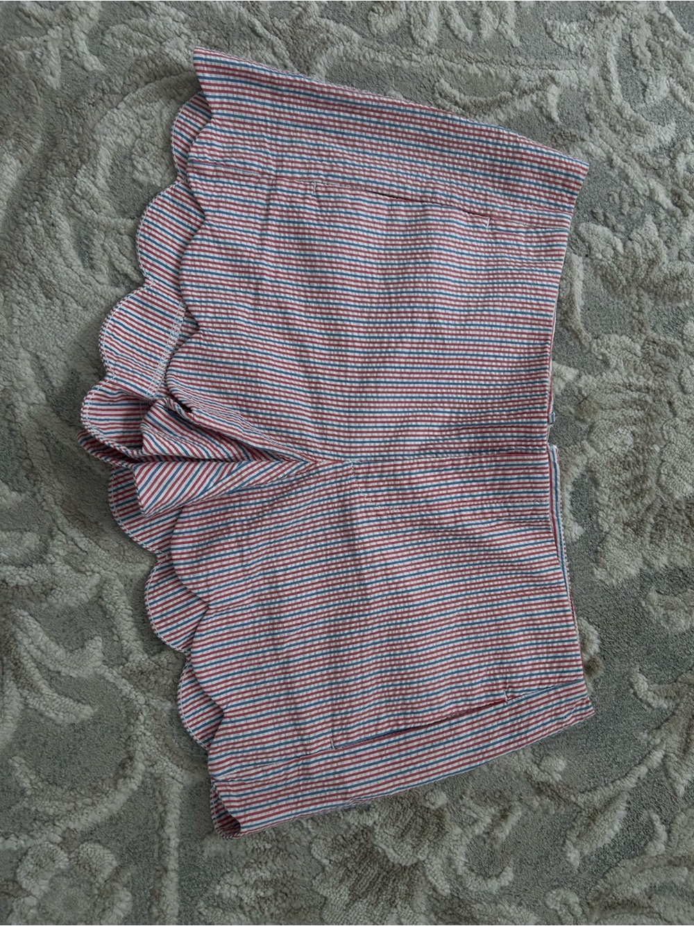 Lilly Pulitzer Red & Blue Striped Scallop Hem Skort